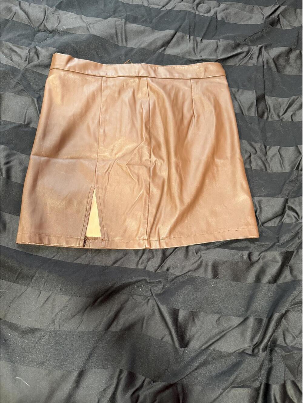 SHEIN Faux Leather Mini Skirt in‎ Brown, Size L